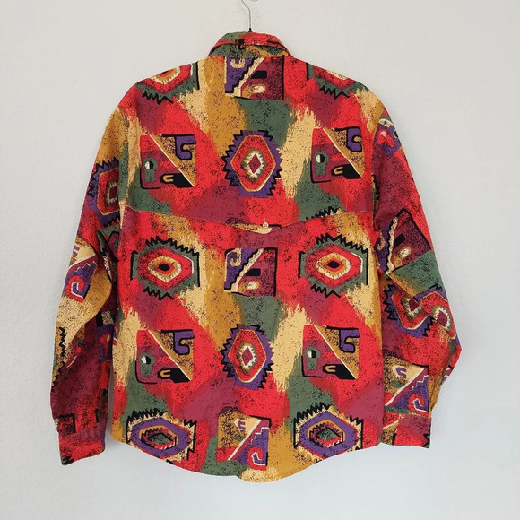 Wrangler Authentic Western Apparel Aztec Button Down Long-sleeved Shirt Size L - Picture 5 of 9